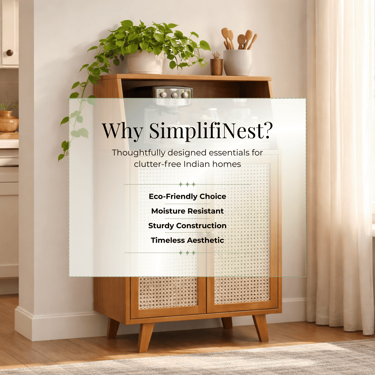 Bamboo Bedroom Floor Cabinet India – Open Shelf Enclosed Cabinet Storage SimplifiNest