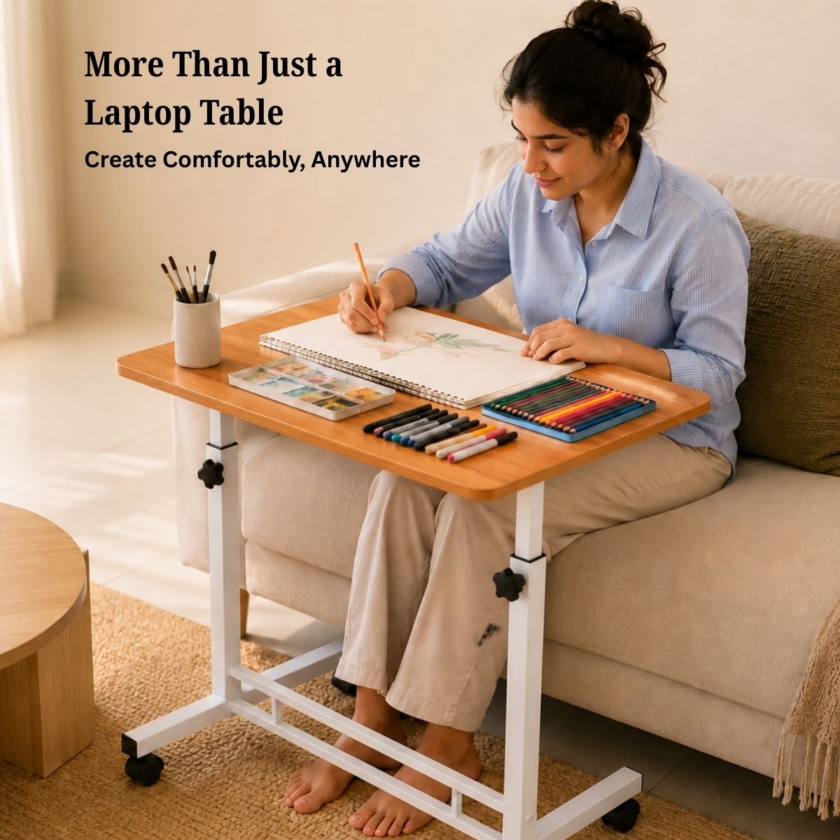 Adjustable Height Laptop Table & Standing Desk | 60–90cm | Wood + Iron