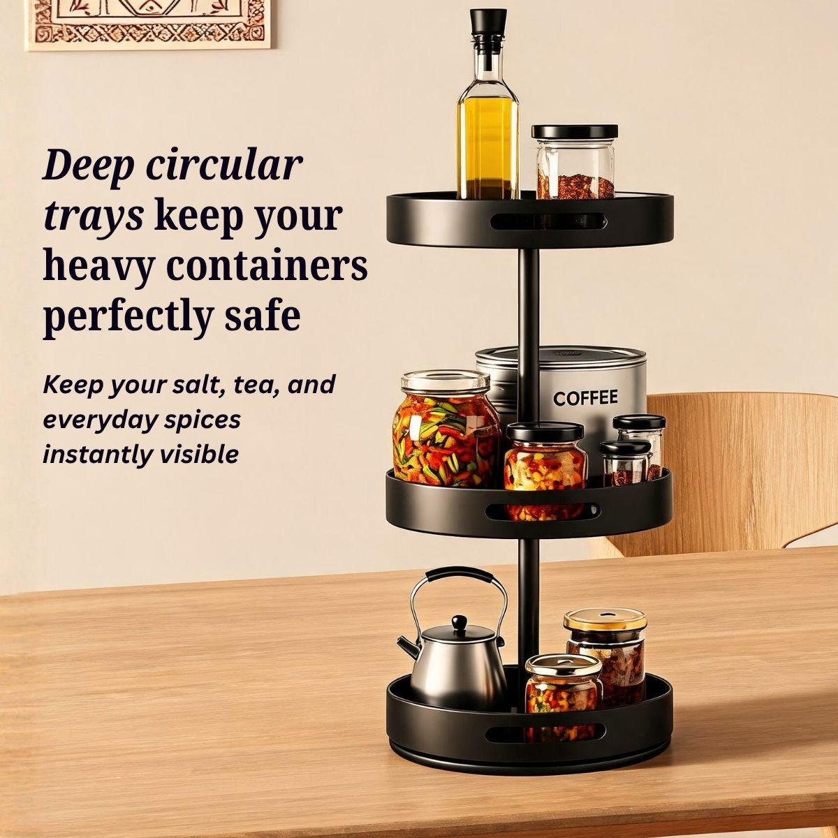 Circular Rotating 360° Kitchen Rack |3-Tier & 2-Tier | Stainless Steel Organizer