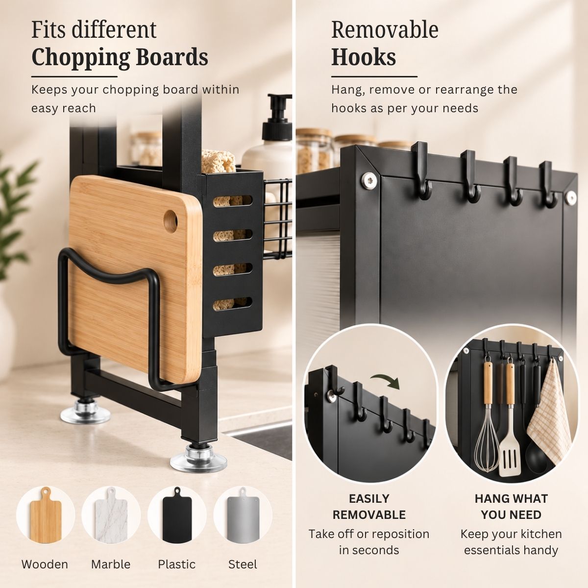 Over-Sink Dish Drying & Storage Rack with Frosted Cabinet Door | Fits Indian Sinks