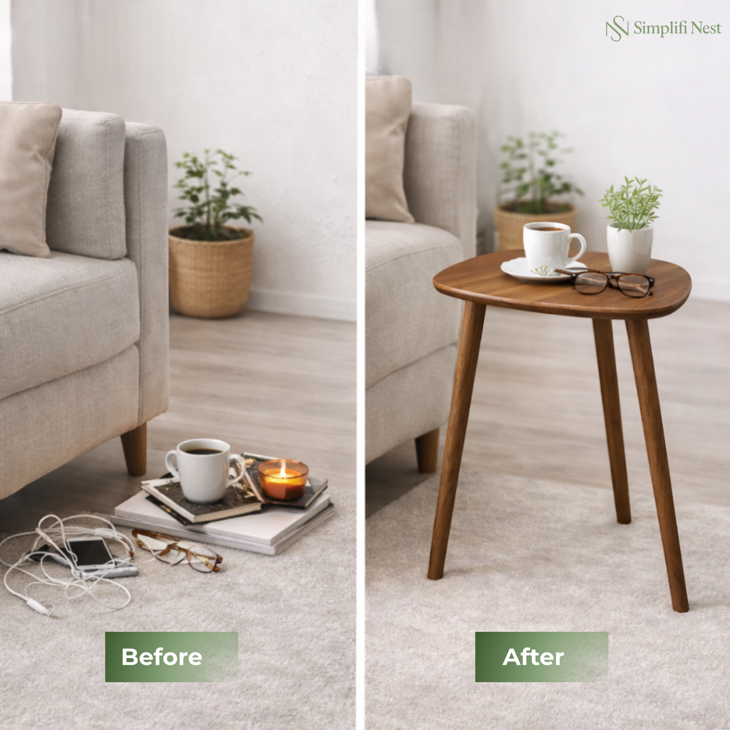 Modern Triangle Tripod Side Table