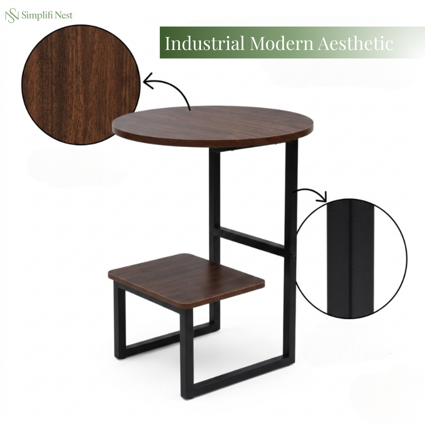 Dual-Tier G-Shaped Side Table
