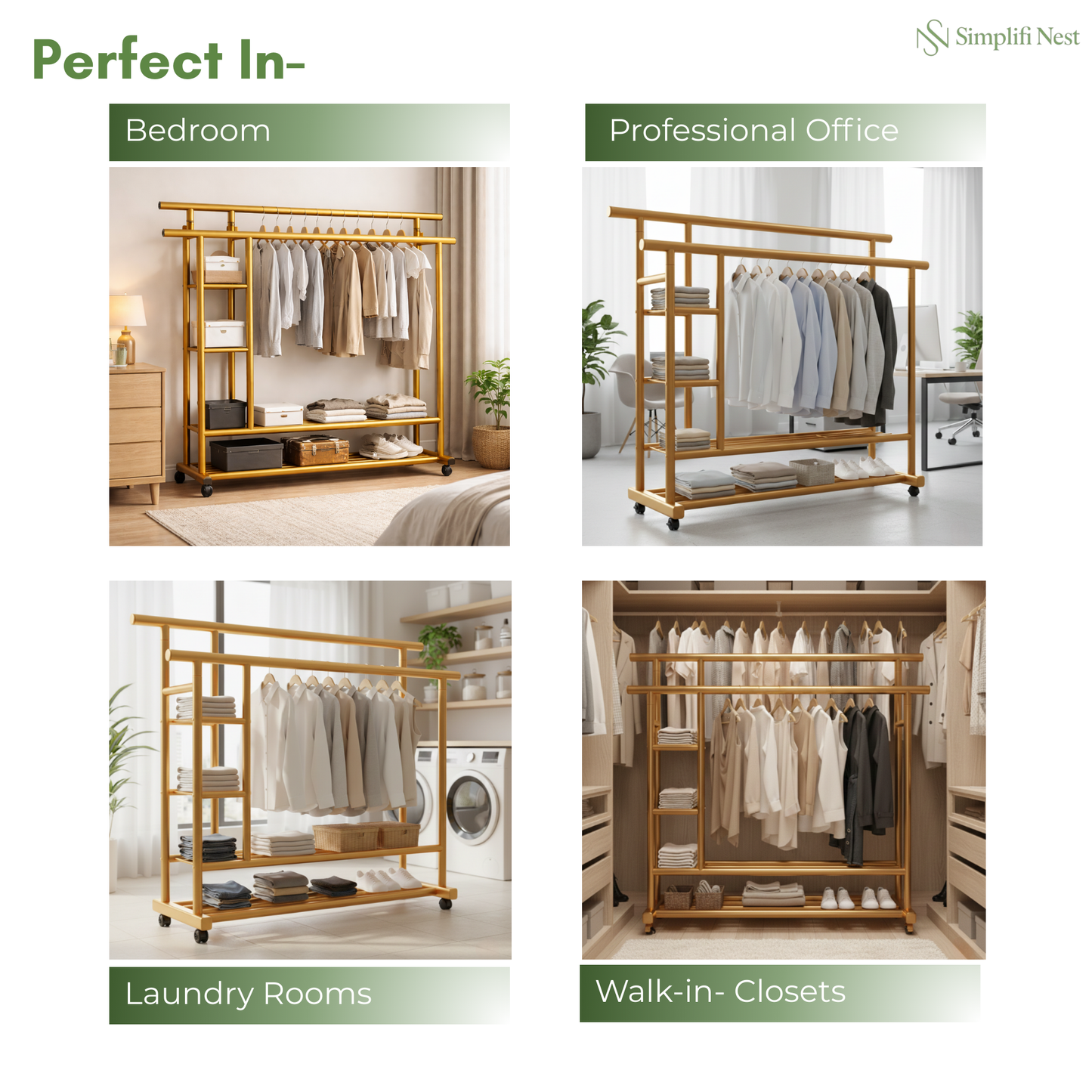 Premium Heavy Duty Double Clothing Rack with Storage Sections