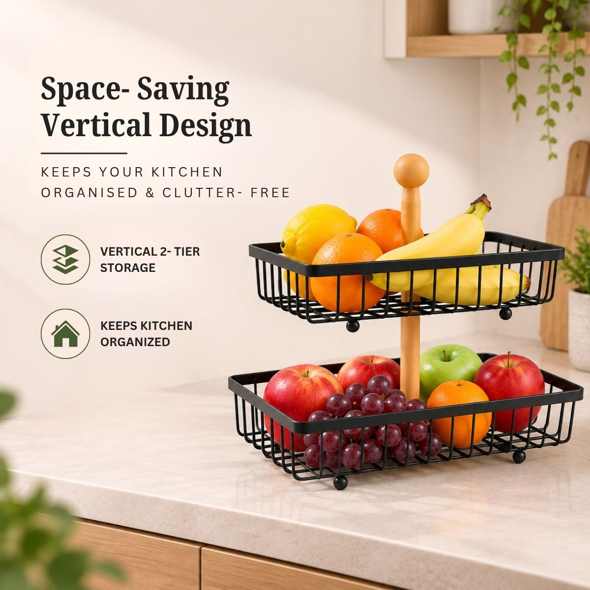 Rectangular Dual Tier Fruit & Vegetable Basket
