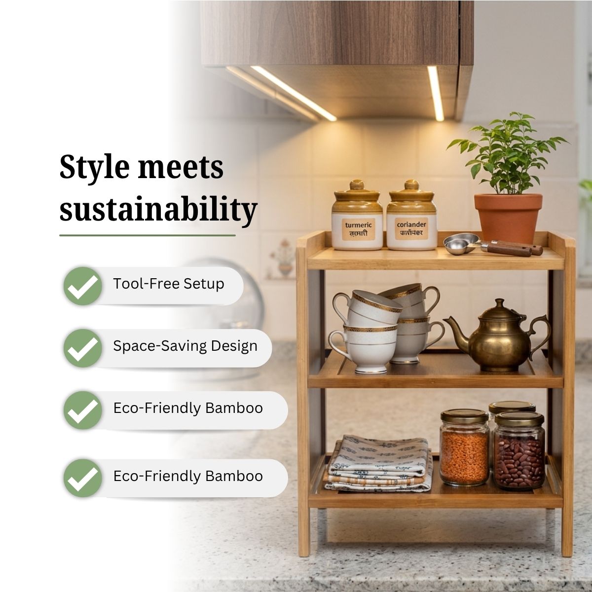 Compact 3-Tier Kitchen Countertop Organizer Rack