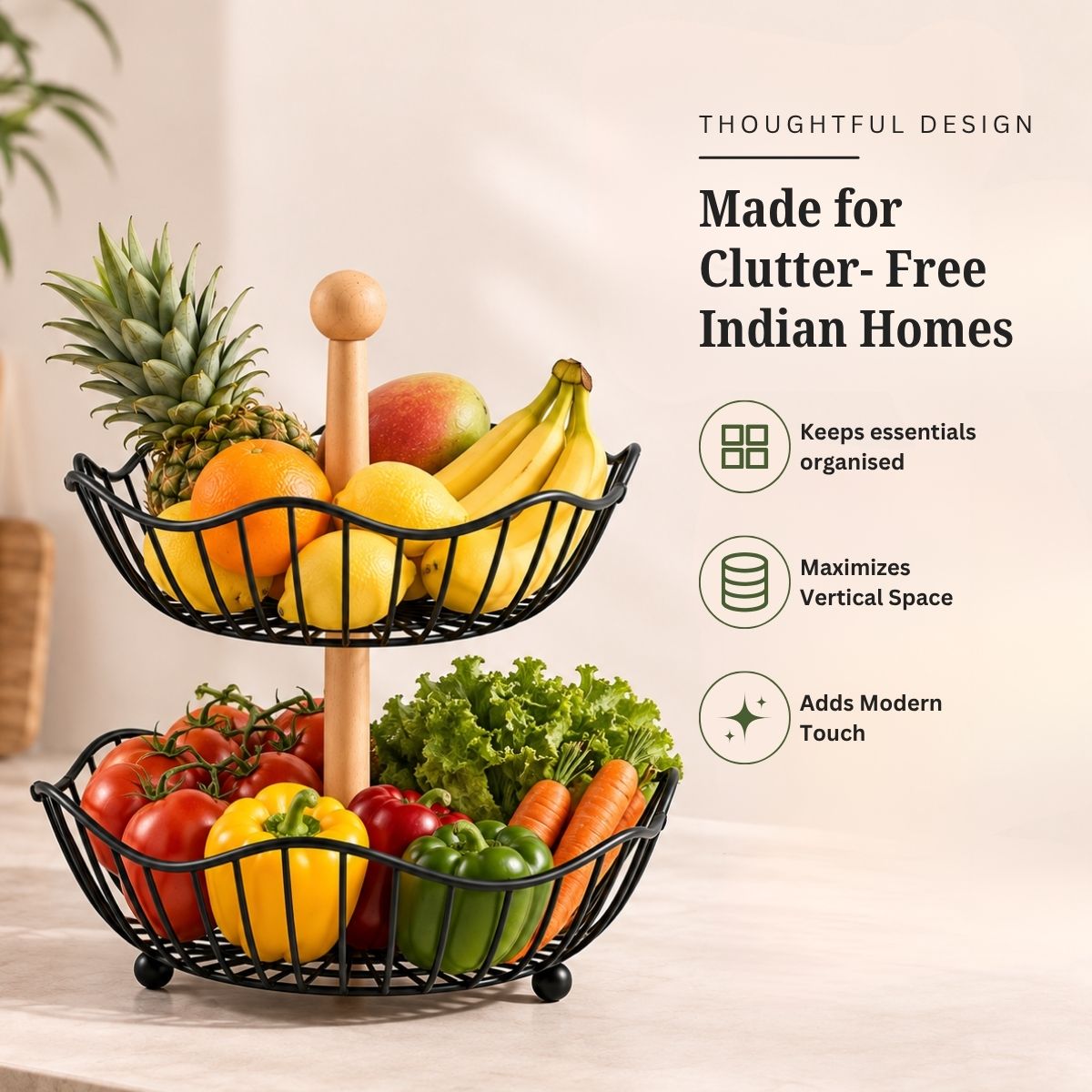 Circular Dual Tier Fruit & Vegetable Basket