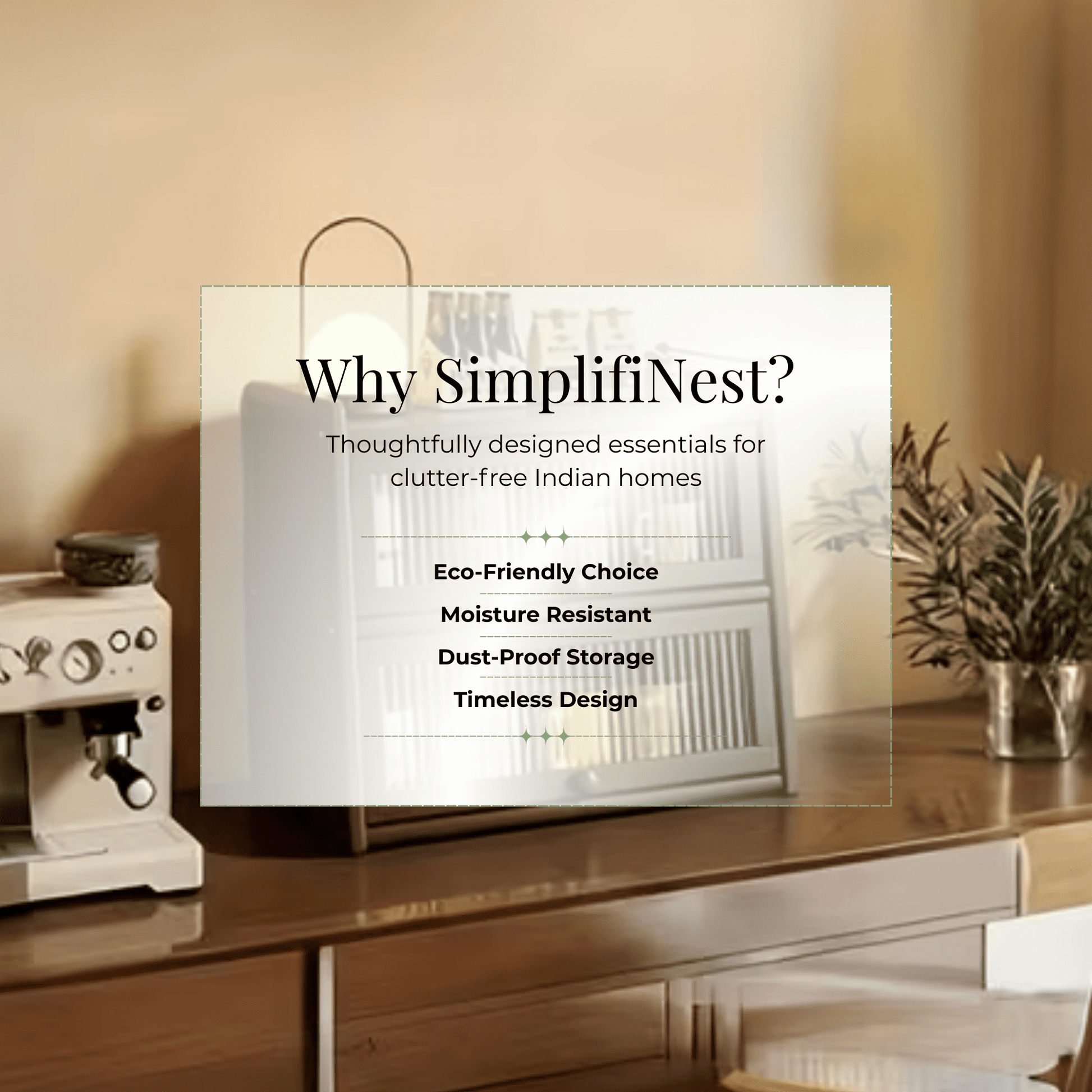 Bamboo Countertop Cabinet Features – Fluted Doors Dust-Proof Tapered Design SimplifiNest India