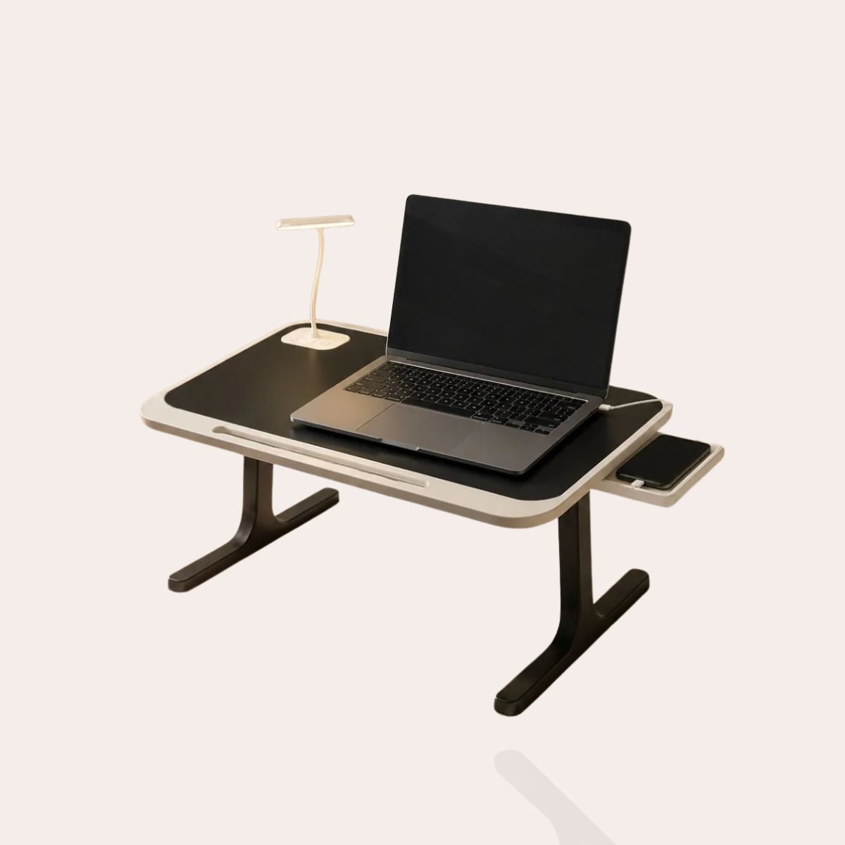 Portable Laptop Bed Station with LED Lamp & Charging