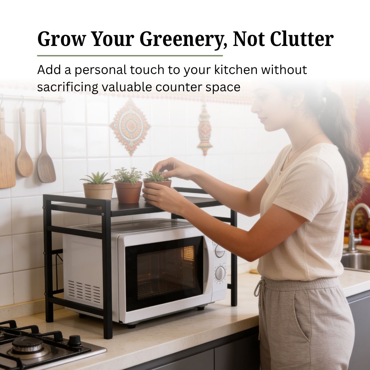 Expandable Carbon Steel Microwave & OTG Stand