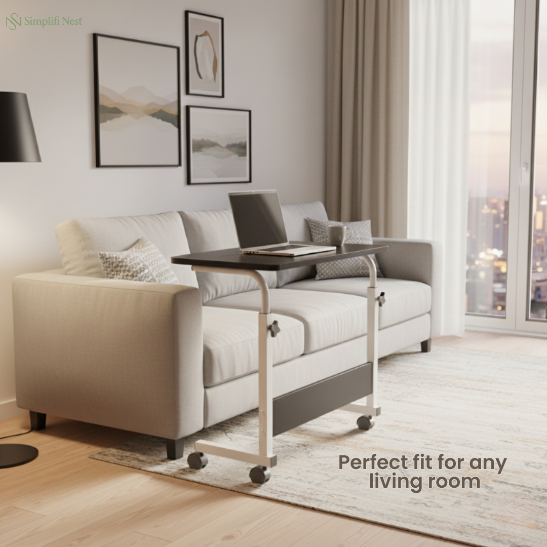 Height-Adjustable Portable Laptop Table with Wheels