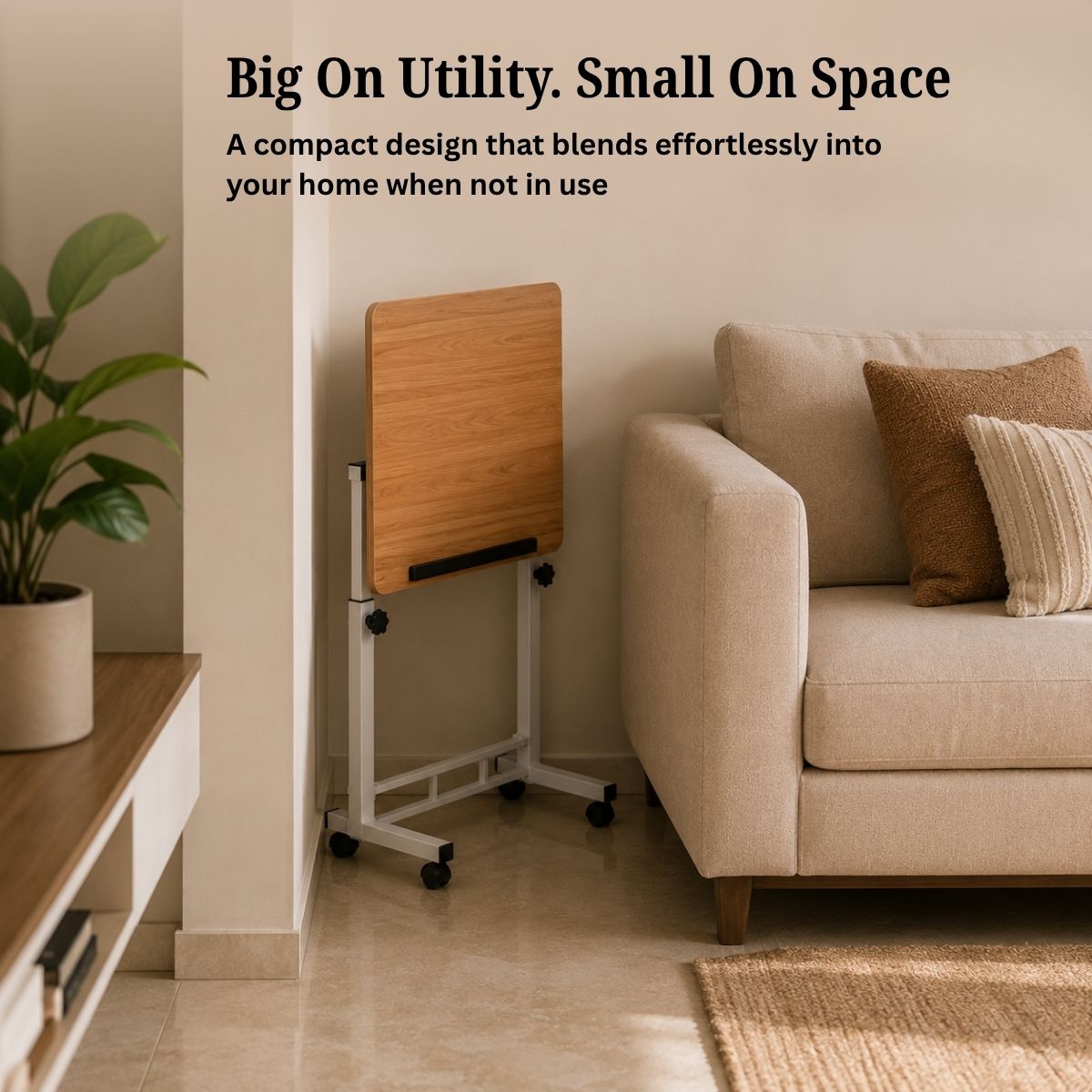 Adjustable Height Laptop Table & Standing Desk | 60–90cm | Wood + Iron