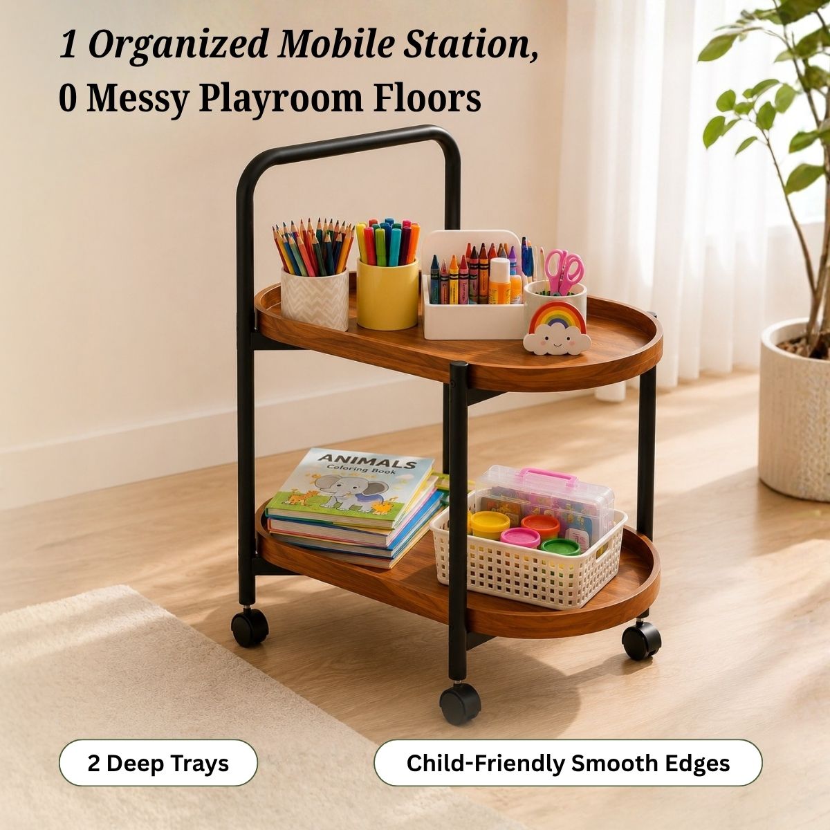 Classic 2-Tier Wood Serving Trolley