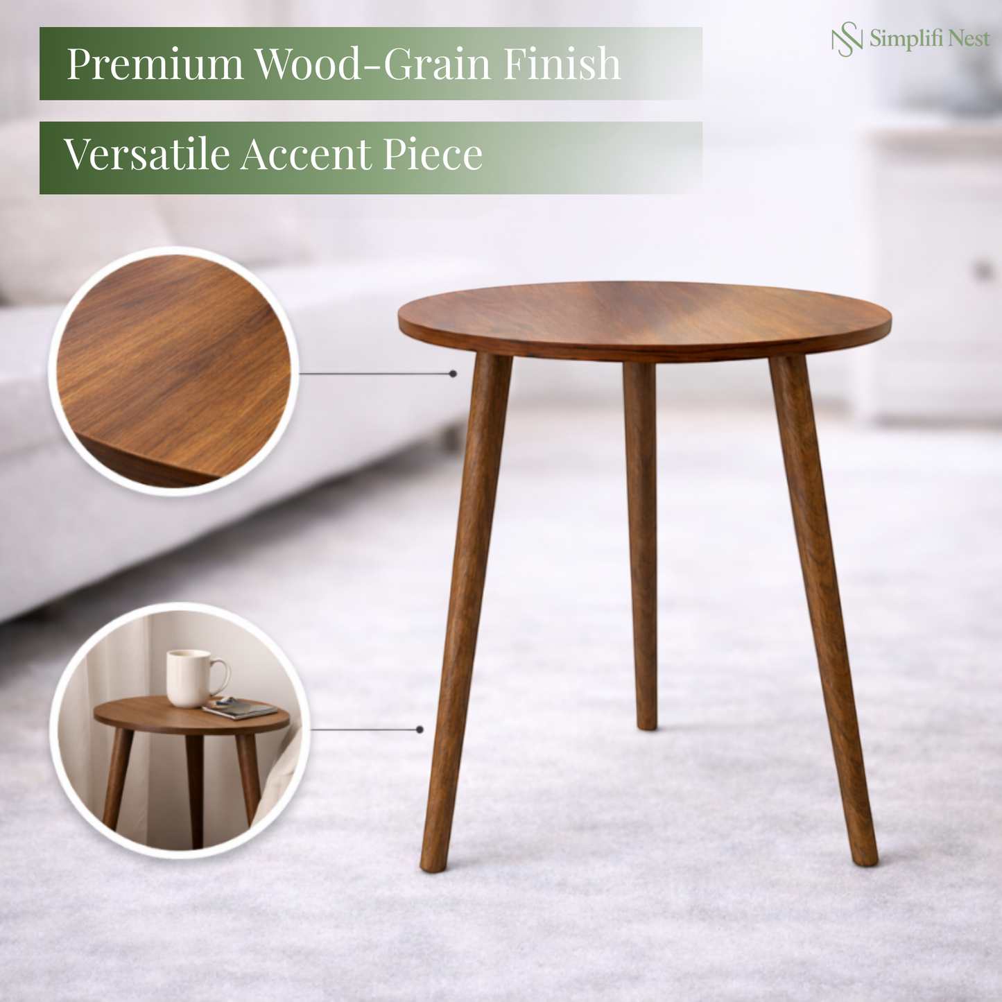 Modern Round Tripod Side Table