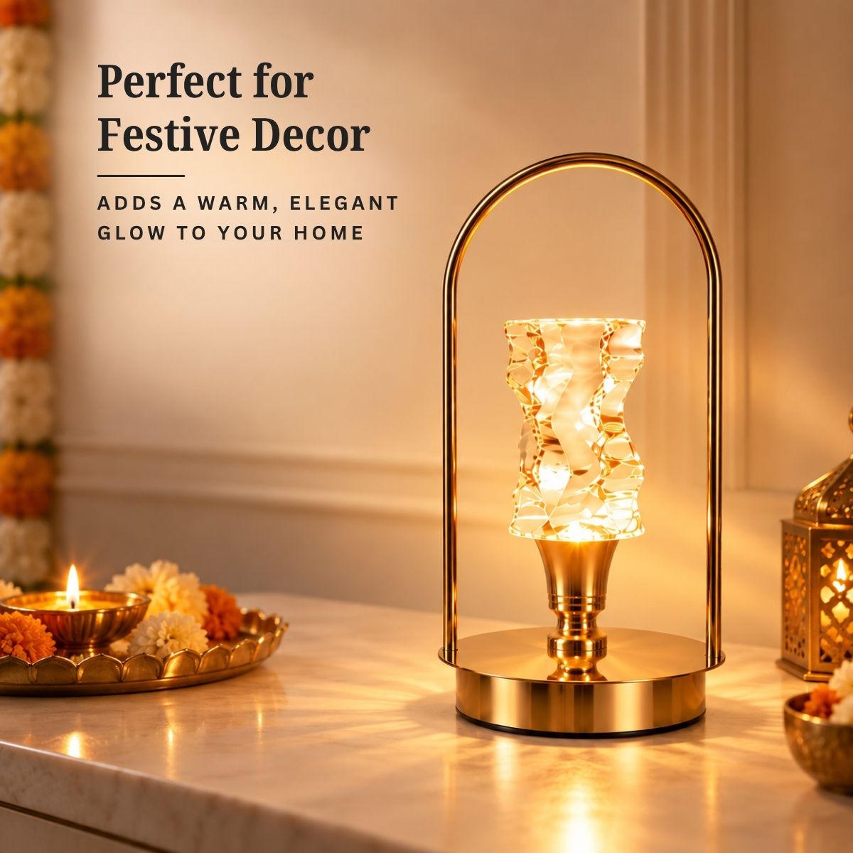 Premium Crystal Touch Lamp – Golden