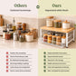Premium Pine Wood Countertop Storage Organizer with Sliding Basket