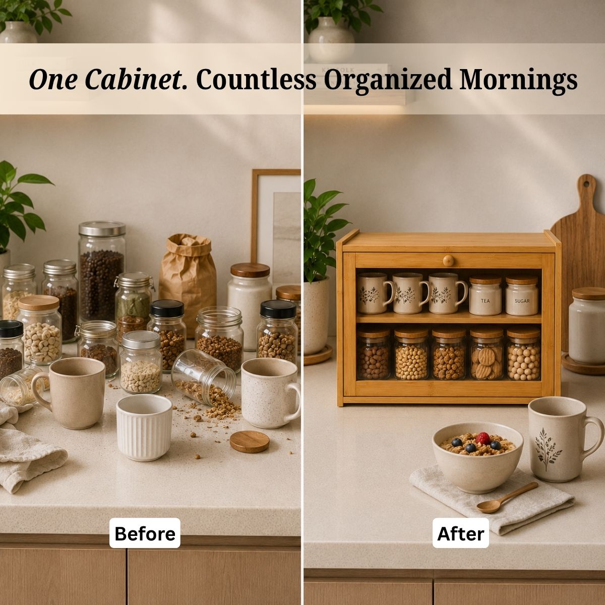 Bamboo Countertop Kitchen Cabinet with Fiber Glass-Style Finish