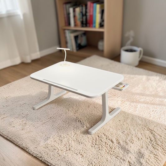 Portable Laptop Bed Station with LED Lamp & Charging