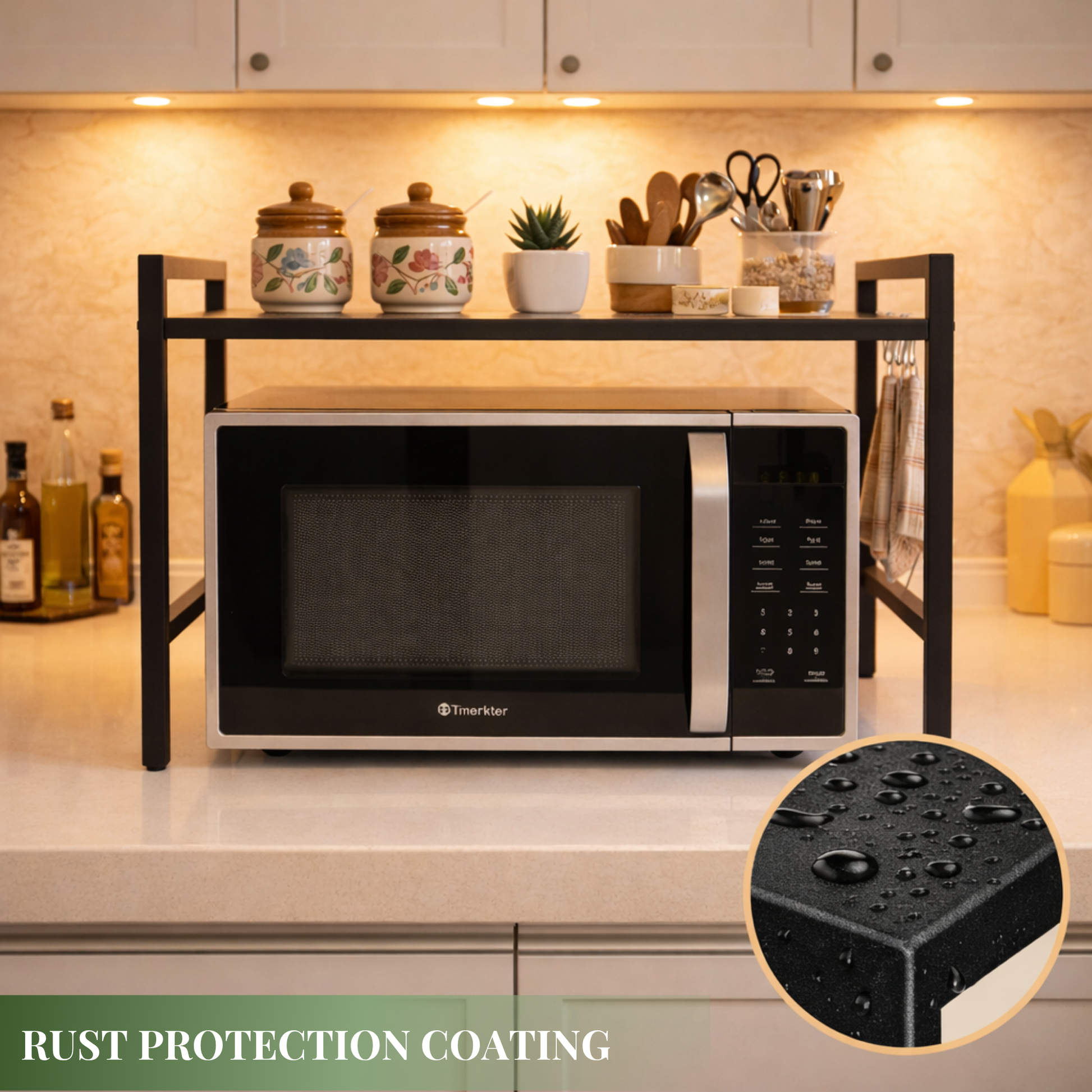 Powder Coated Metal Microwave Stand India – Rust-Resistant Kitchen Appliance Rack – SimplifiNest