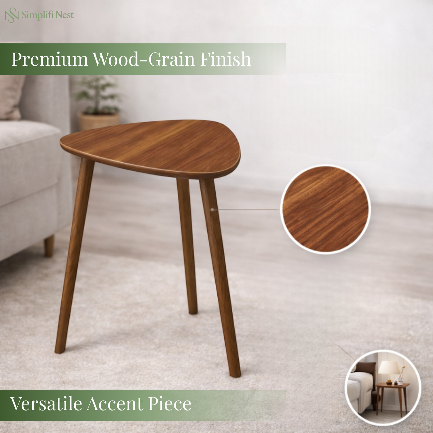 Modern Triangle Tripod Side Table