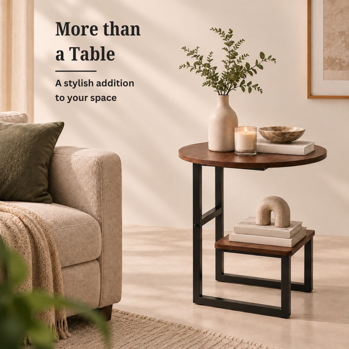 Dual-Tier G-Shaped Side Table