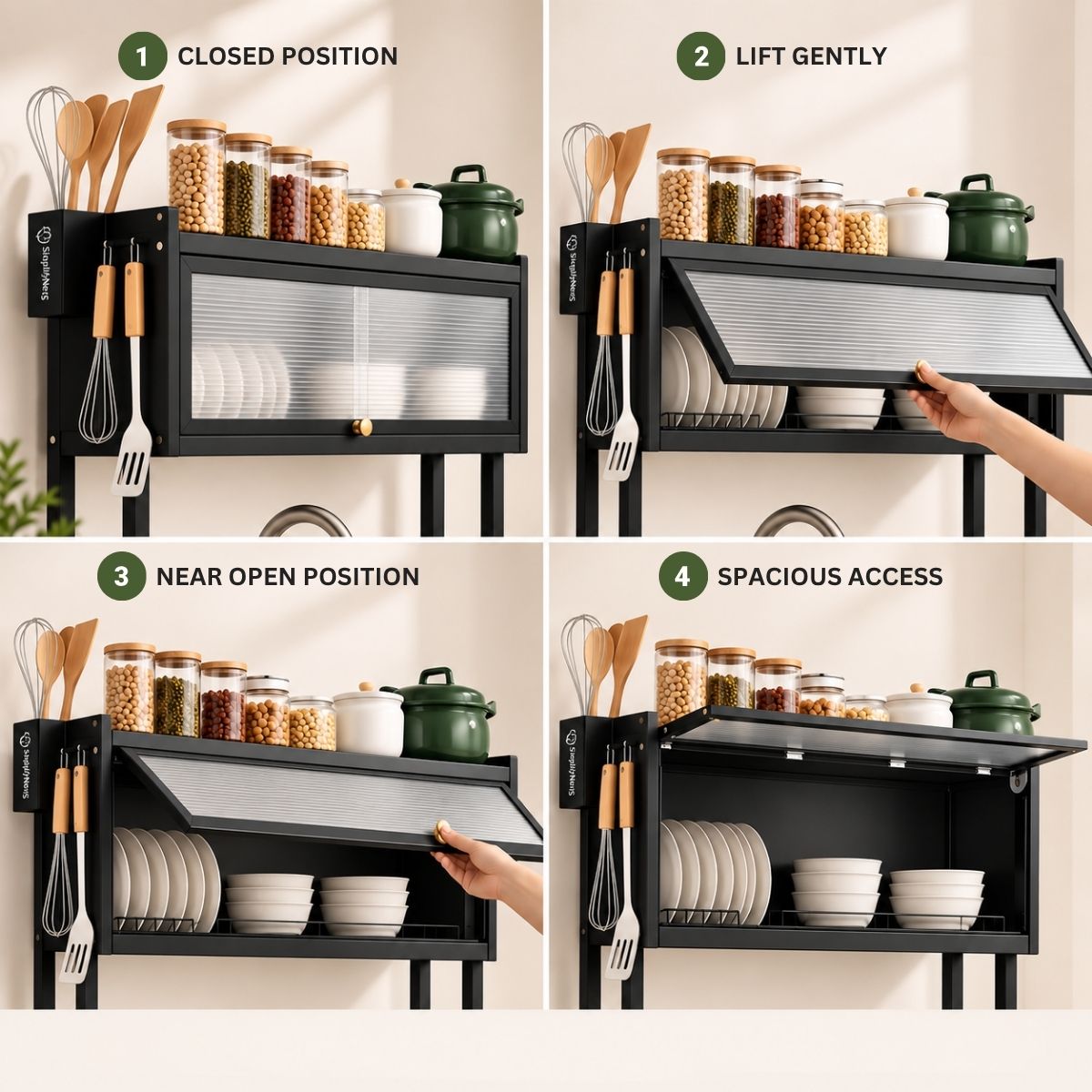 Over-Sink Dish Drying & Storage Rack with Frosted Cabinet Door | Fits Indian Sinks