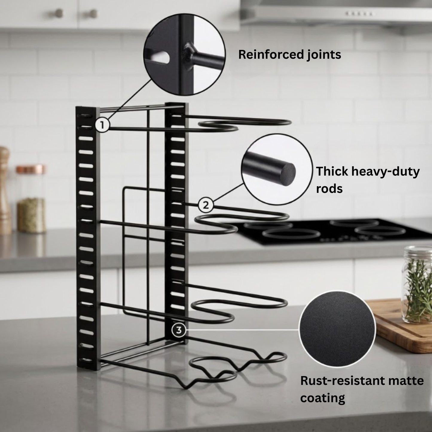 Pot & Pan Organizer Rack (4-Tier & 8-Tier)