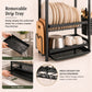 3-Tier Steel Dish Rack with Drip Tray - Black Matte | For Indian Kitchen Countertops