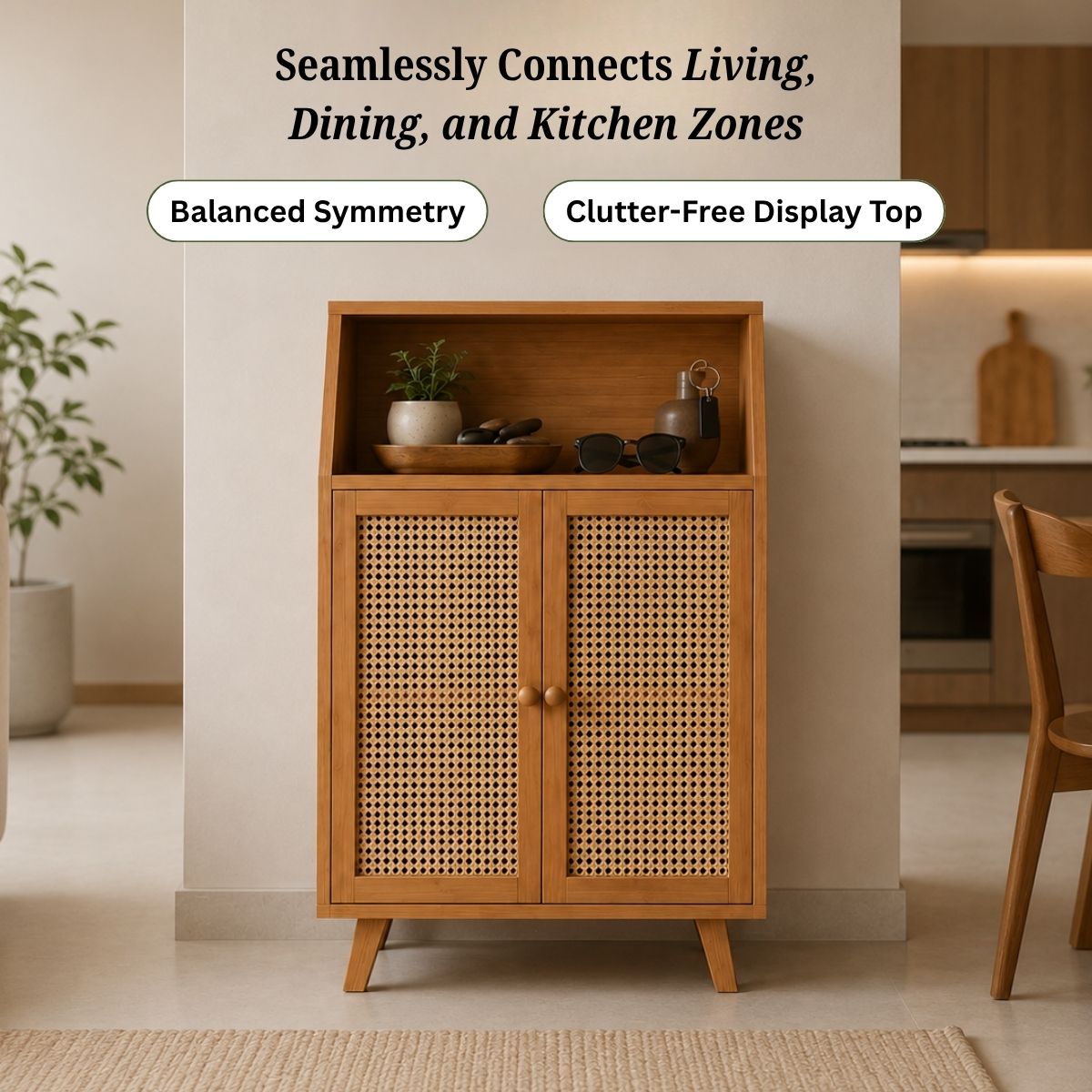 Premium Bamboo Coffee Station & Storage Cabinet