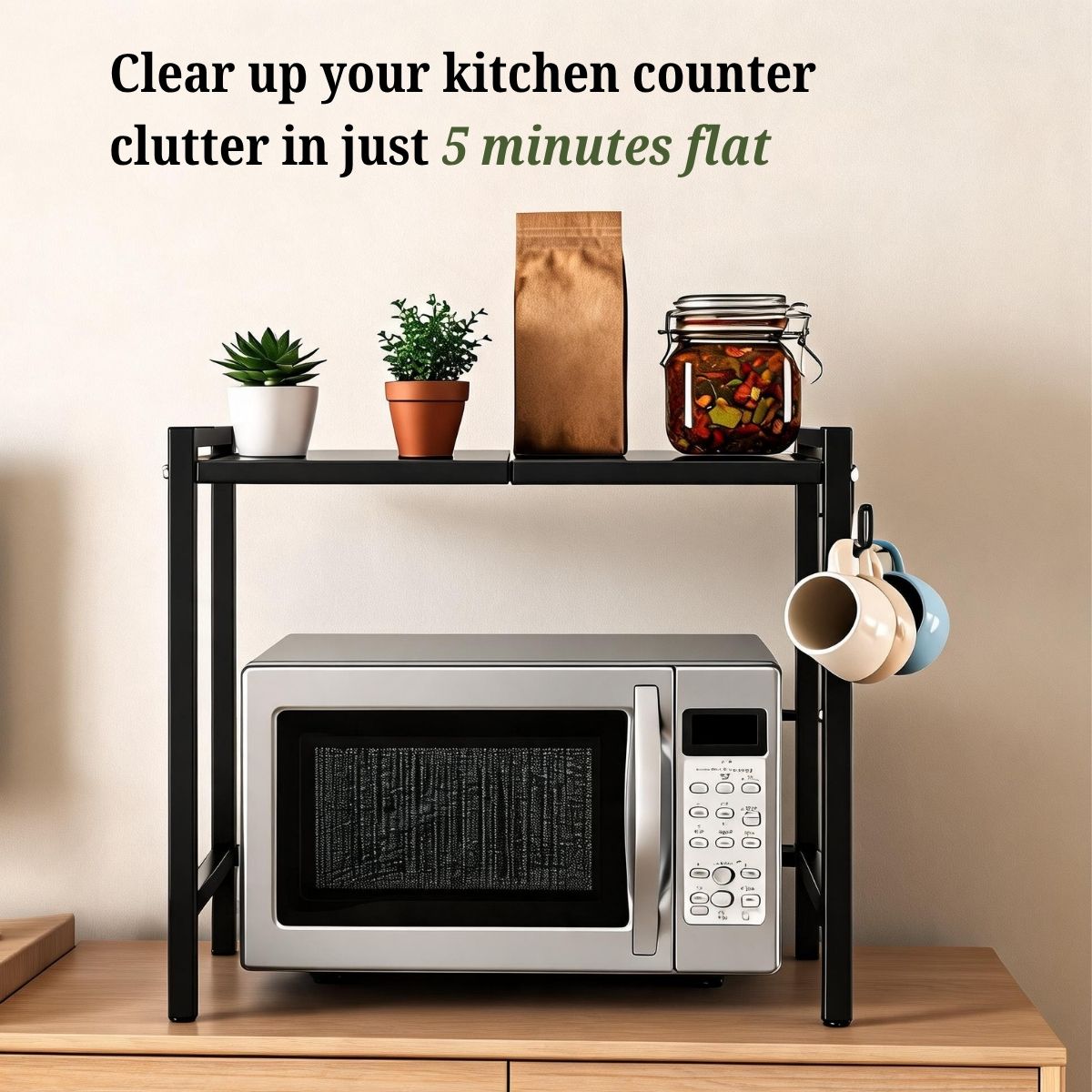 Expandable Carbon Steel Microwave & OTG Stand