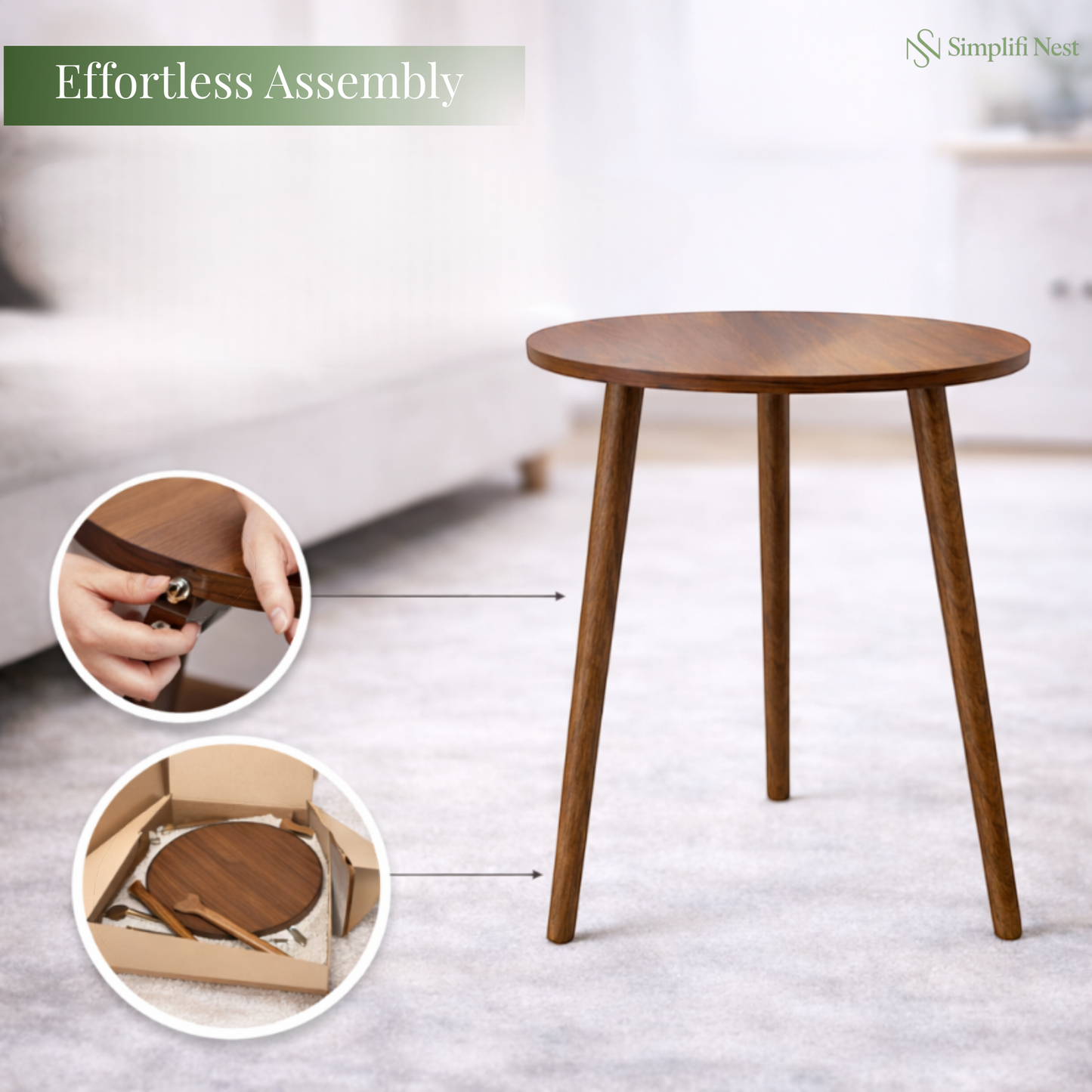 Modern Round Tripod Side Table
