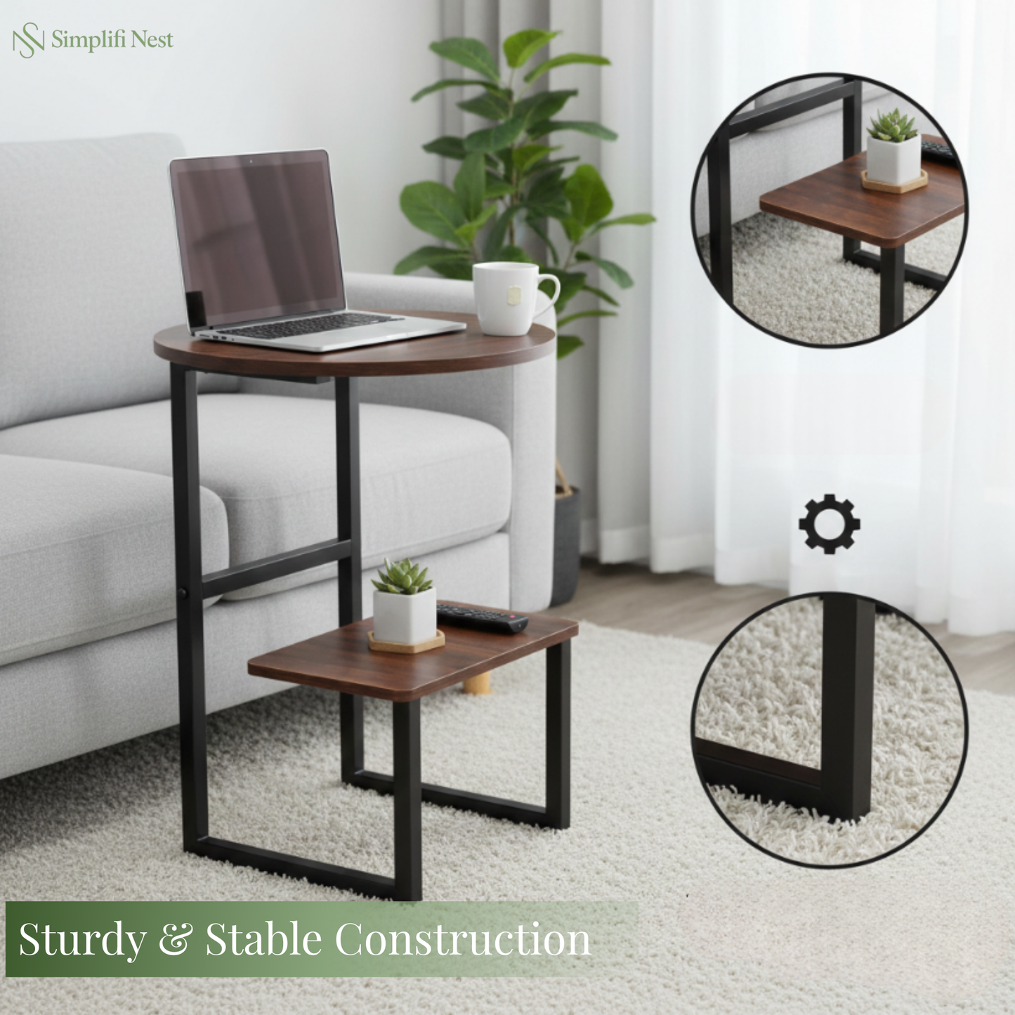 Dual-Tier G-Shaped Side Table