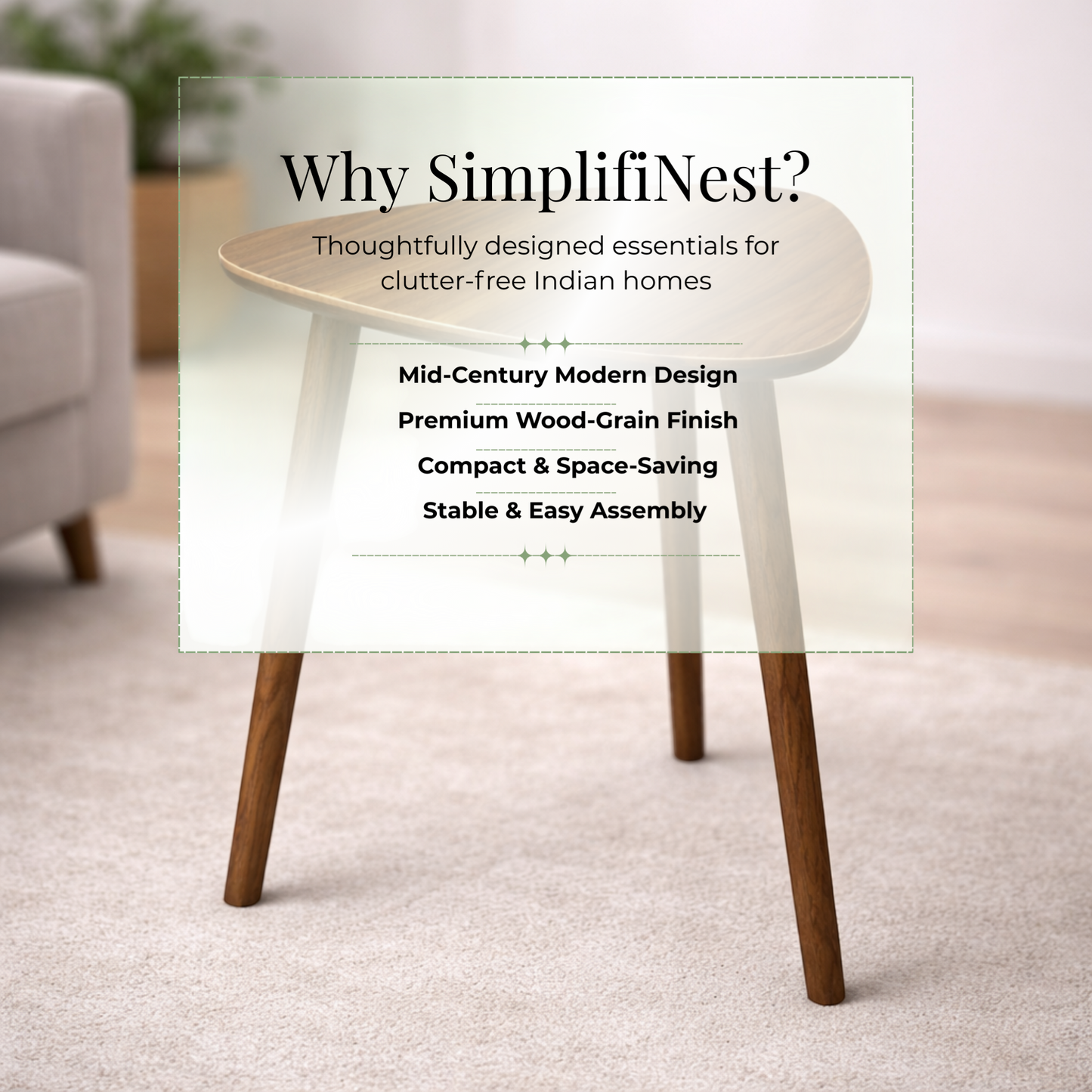 Modern Triangle Tripod Side Table