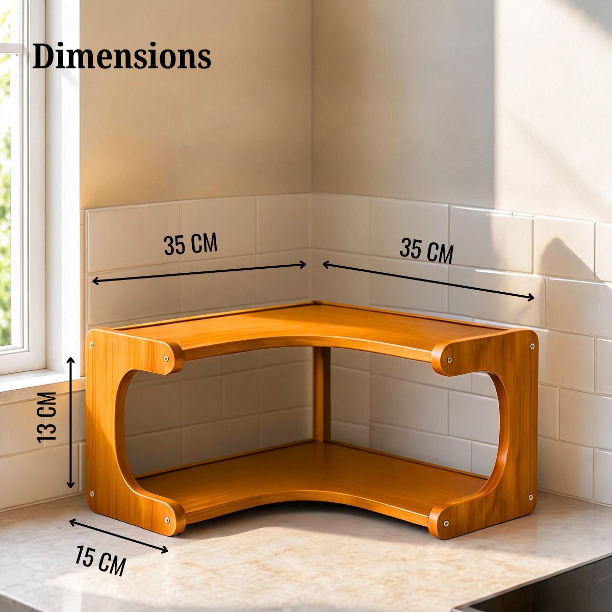 Bamboo 3-Tier & 2-Tier Corner Kitchen Rack | L-Shape Multi-Tier Organizer for Indian Kitchens