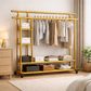 Premium Heavy Duty Double Clothing Rack with Storage Sections