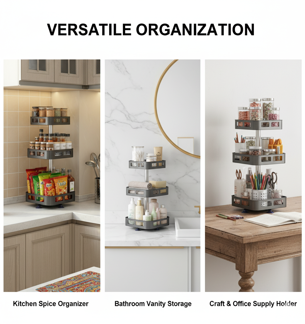 3-Tier 360° Rotating Kitchen Rack - SimplifiNest
