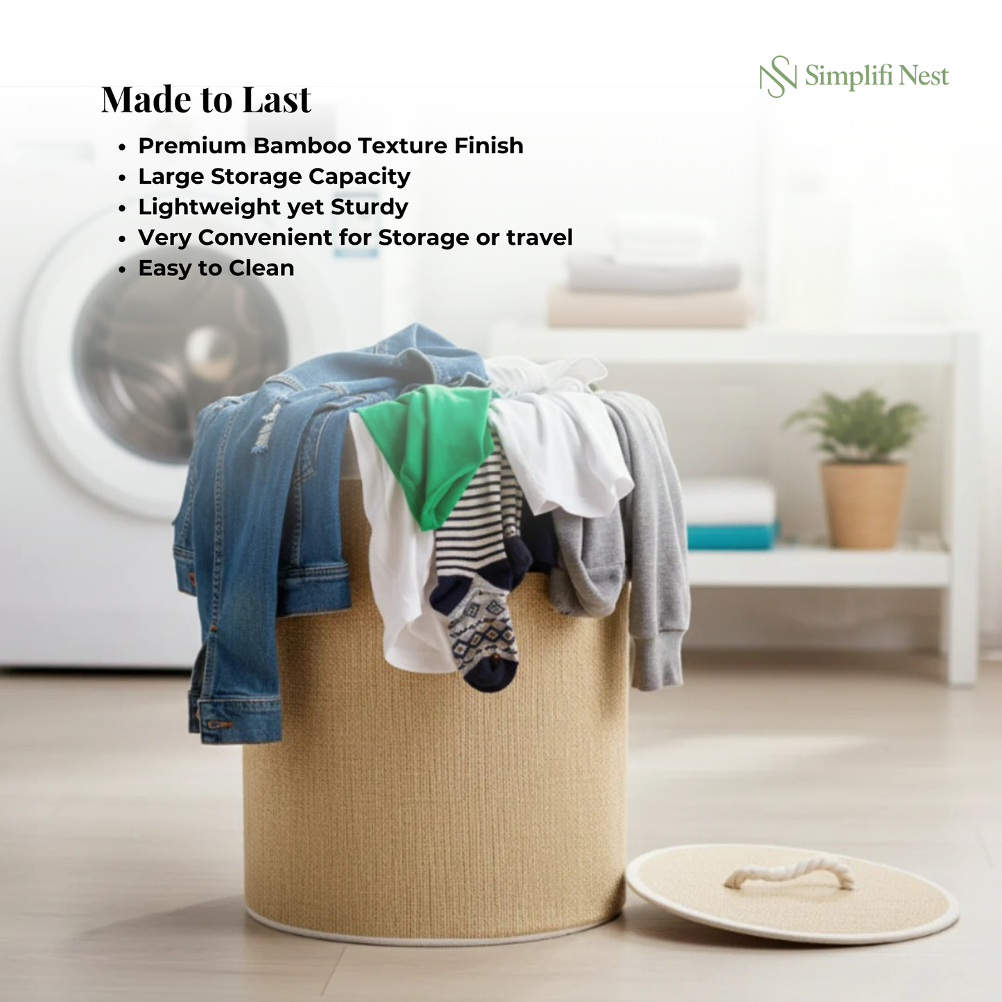 Simplifi Nest Round Premium Bamboo Laundry & Storage Basket