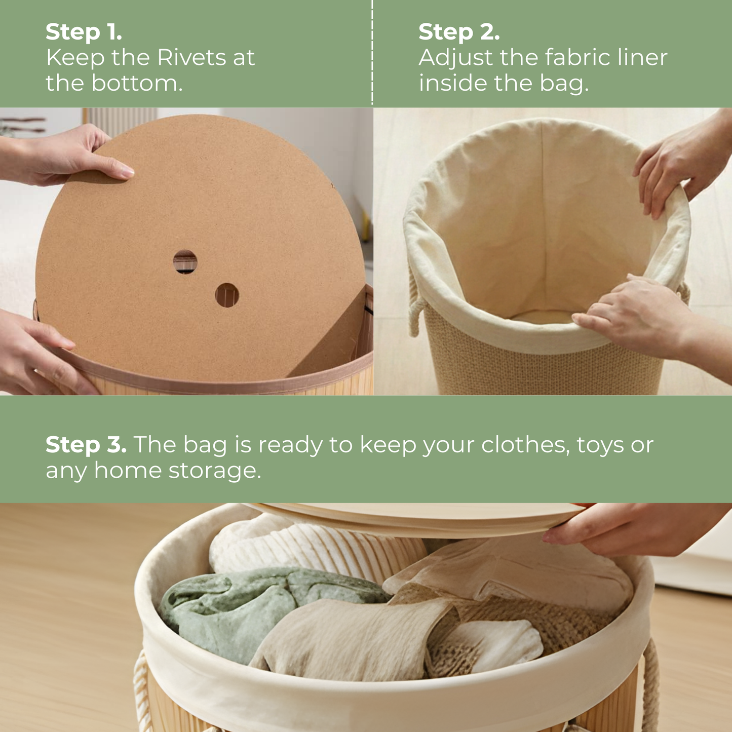 Simplifi Nest Round Premium Bamboo Laundry & Storage Basket