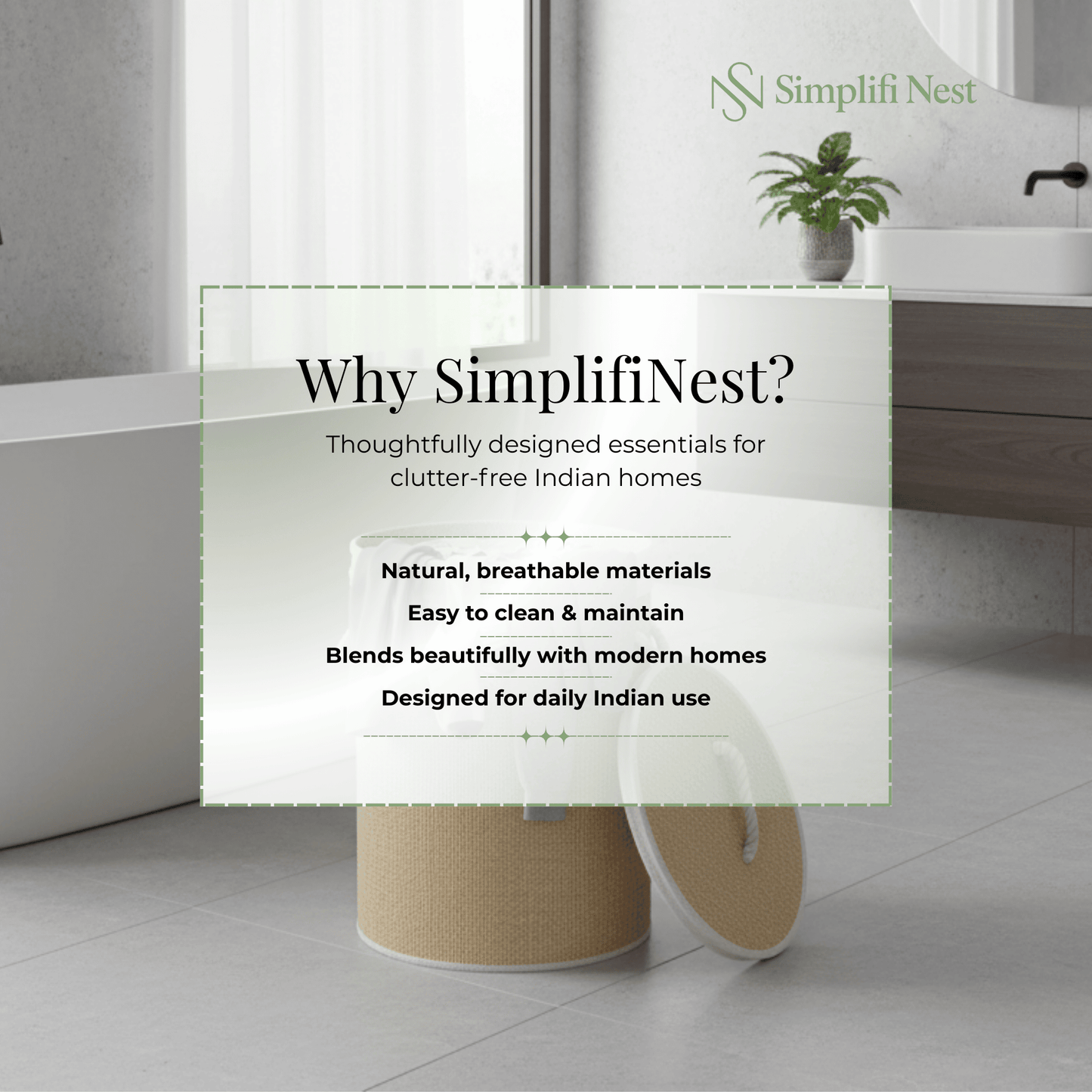 Simplifi Nest Round Premium Bamboo Laundry & Storage Basket