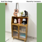 Bamboo Living Room Display Cabinet with Fluted Glass Doors | 94cm Tall | India
