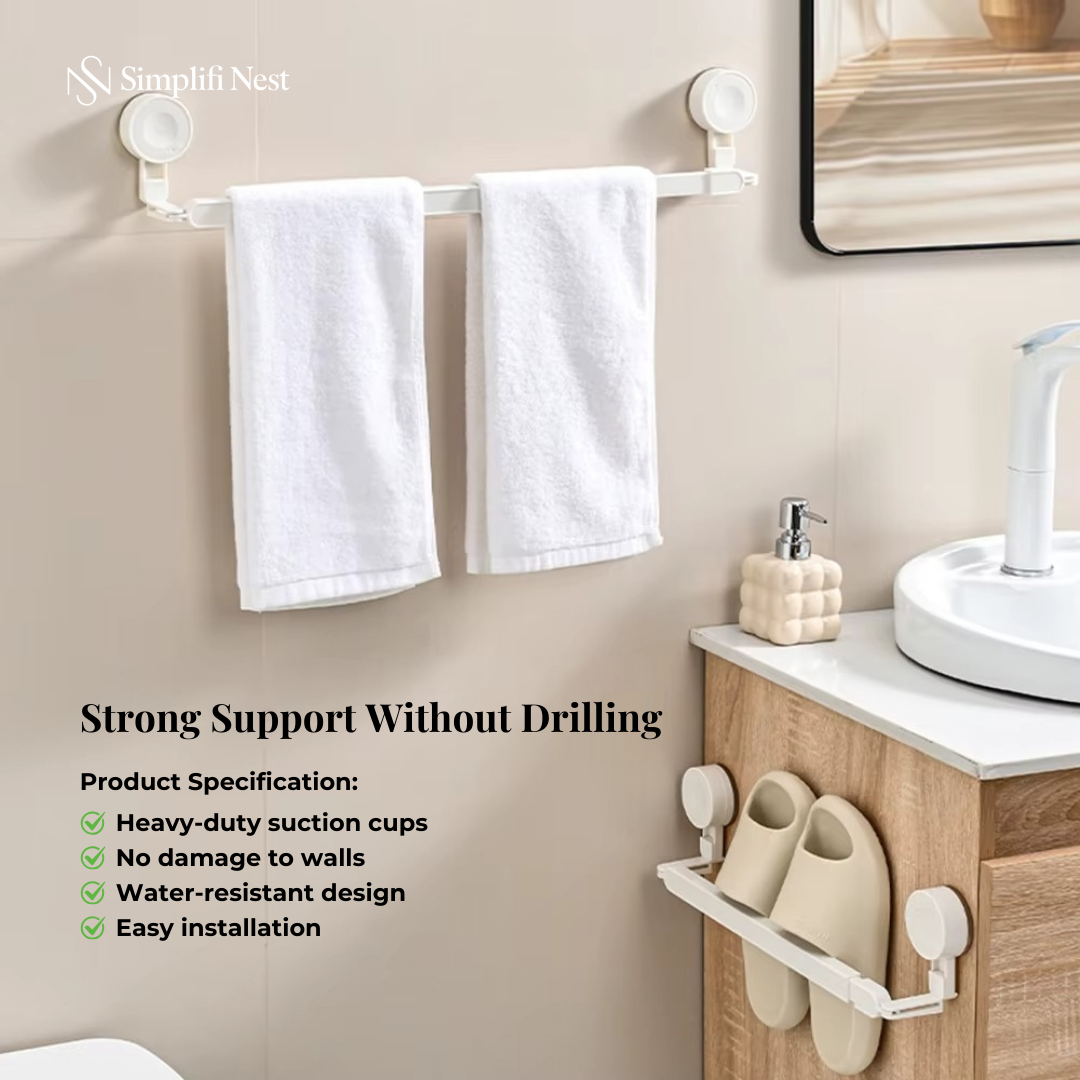 Suction Towel Stand (No-Drill, Waterproof)