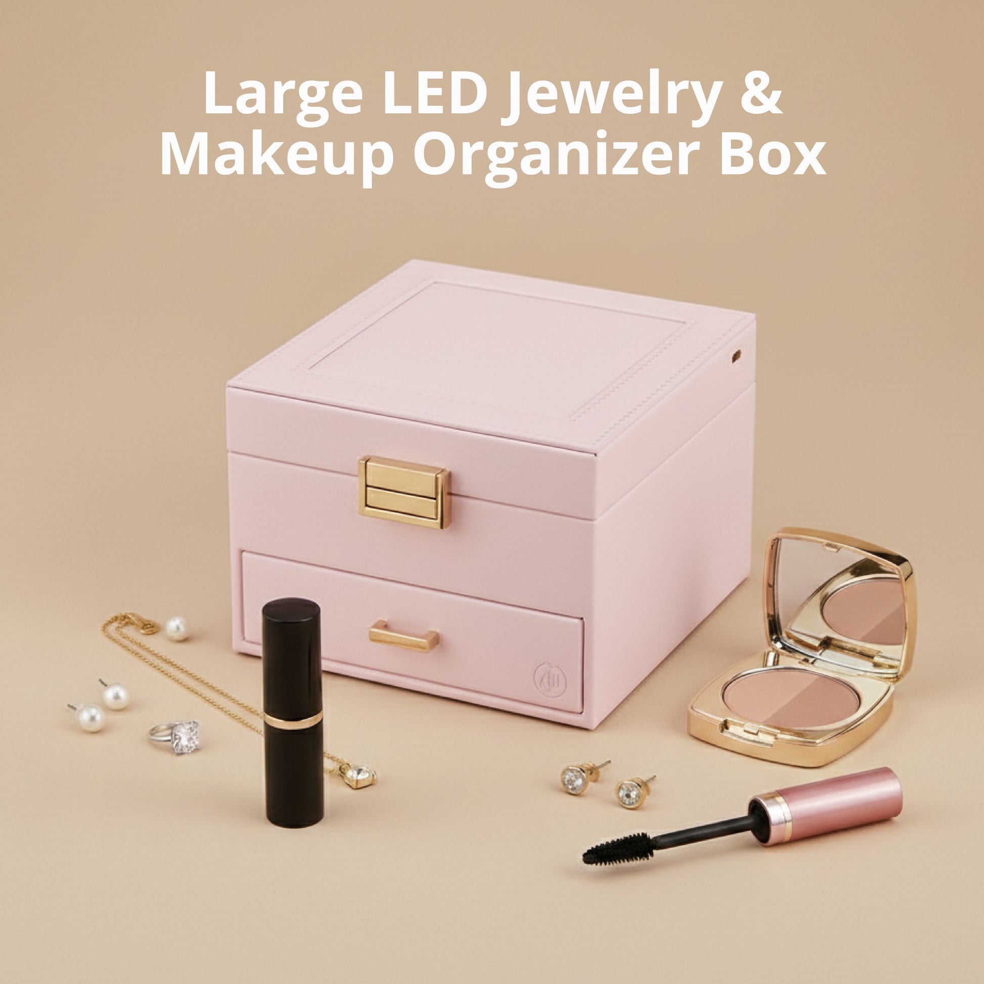Large LED Jewelry & Makeup Organizer Box - SimplifiNest