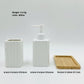 Ceramic Bathroom Set with Dispenser & Bamboo Tray - SimplifiNest