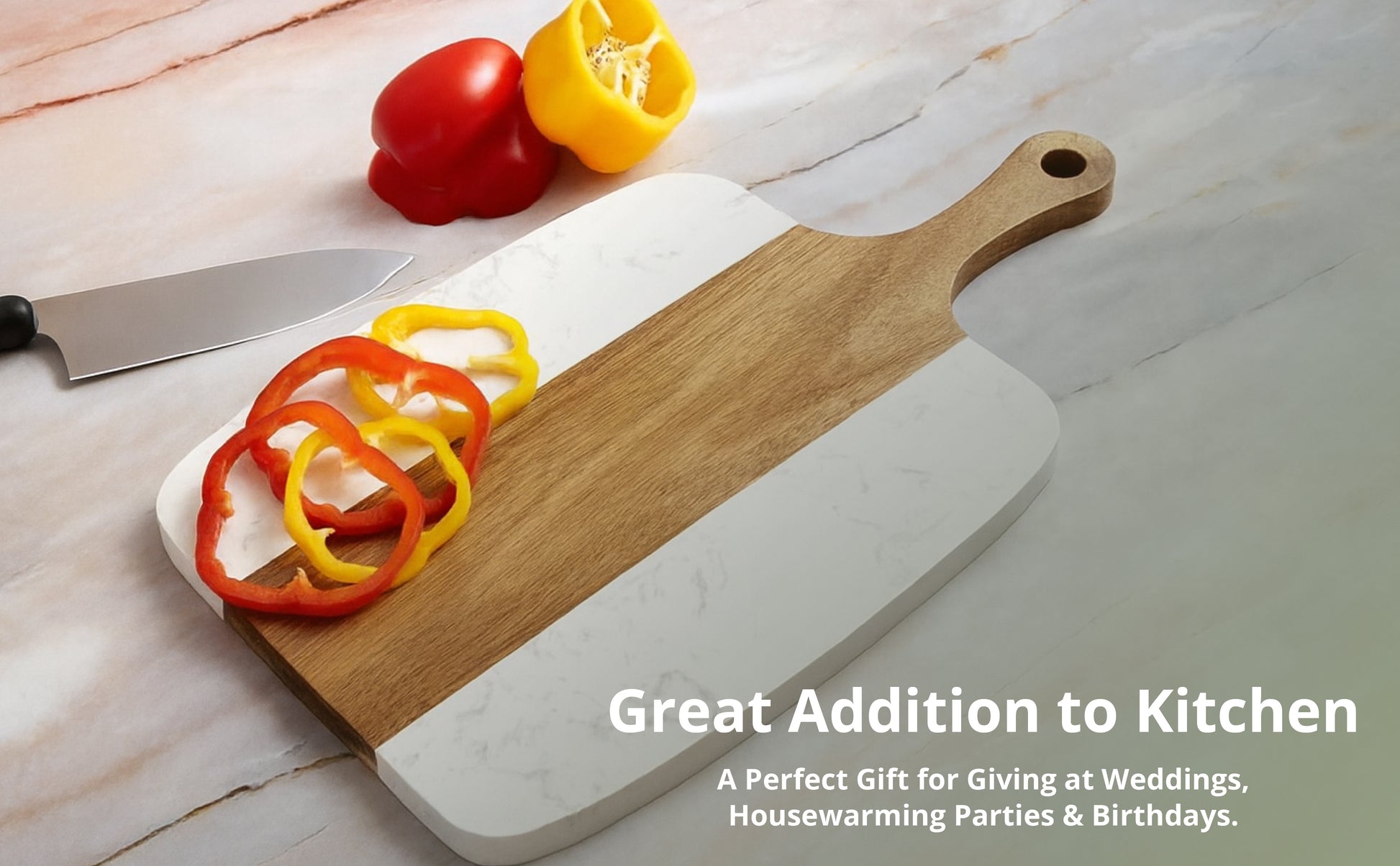 White Marble & Acacia Wood Chopping & Serving Board - SimplifiNest