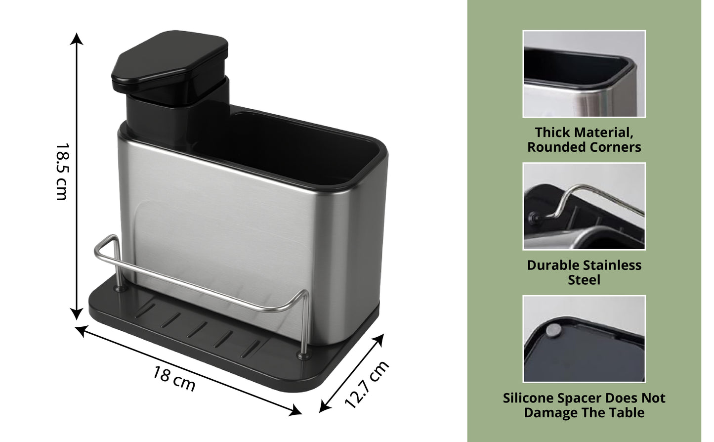 Dish Soap Dispenser with Sponge Holder & Tray - SimplifiNest