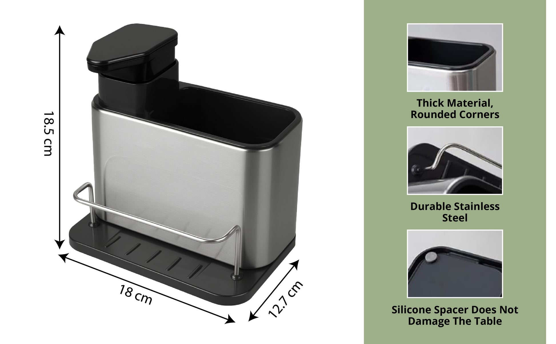 Dish Soap Dispenser with Sponge Holder & Tray - SimplifiNest