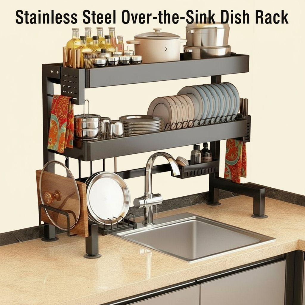 Stainless Steel Over-the-Sink Dish Rack - SimplifiNest