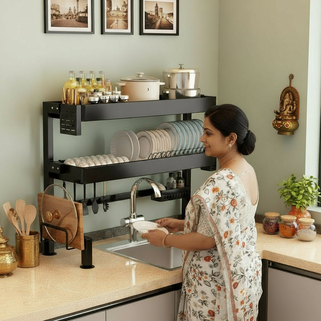 Stainless Steel Over-the-Sink Dish Rack - SimplifiNest