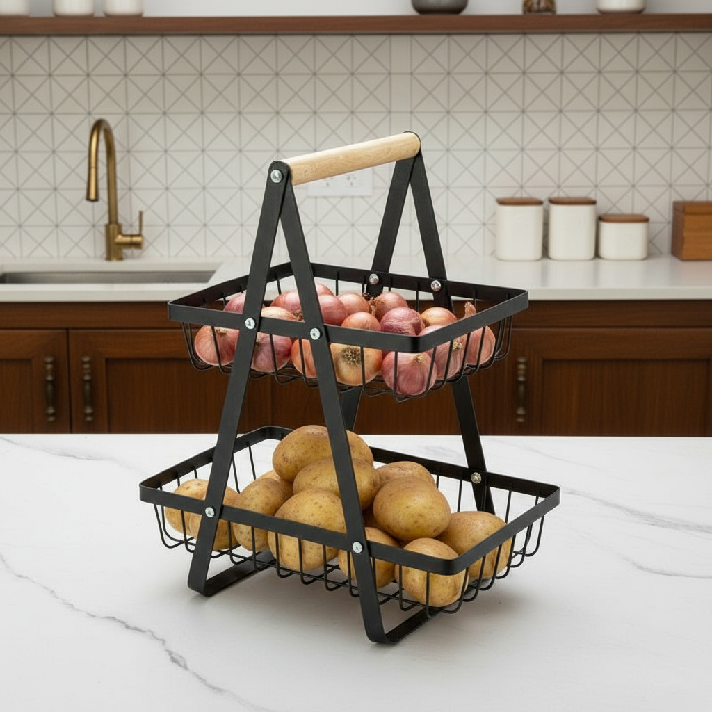 2-Tier & 3-Tier Carbon Steel Fruit Basket - SimplifiNest