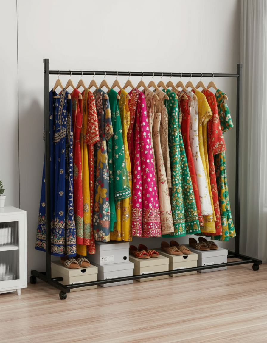 Premium Clothing Rack with Wheels (45kg) - SimplifiNest