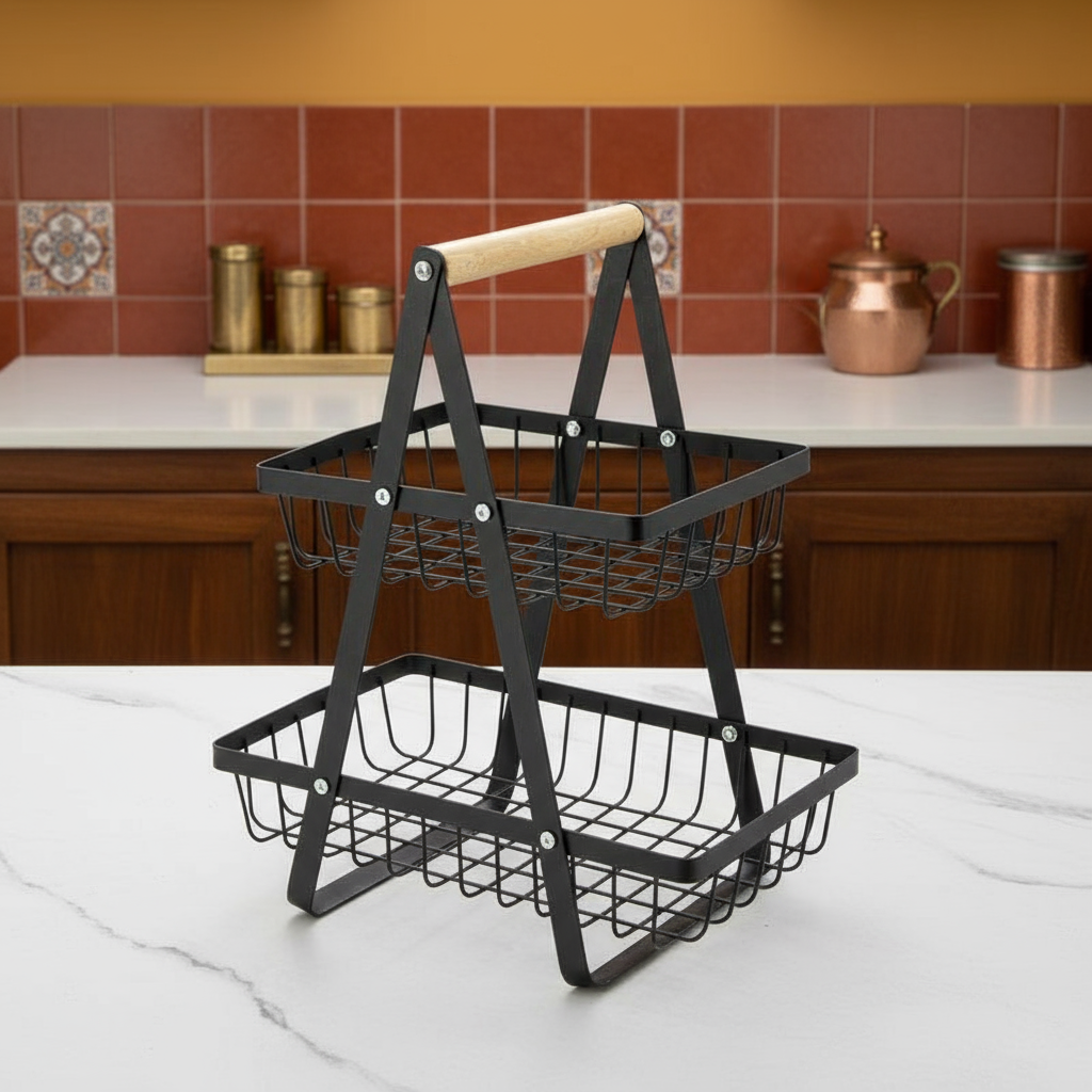 2-Tier & 3-Tier Carbon Steel Fruit Basket - SimplifiNest